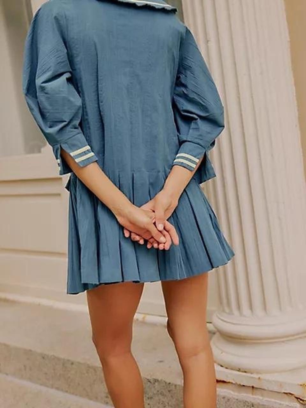 Free People Starboard Cotton Pleated Mini Dress - Picture 3 of 7
